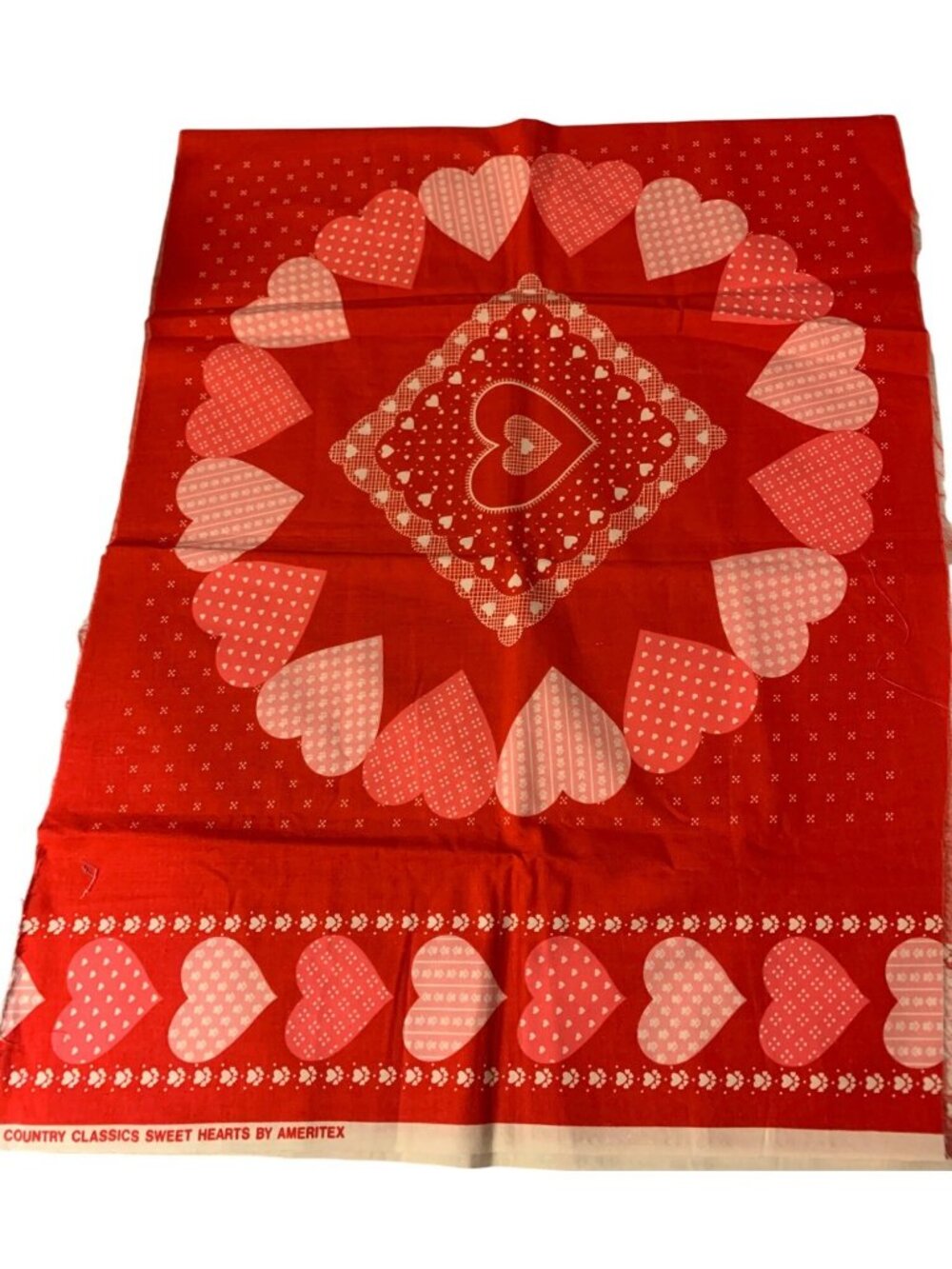 Country Classics Sweethearts Cotton Fabric Panel by Ameritex 1/2 yard x 44"